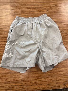 Men’s Dry Goods Light Gray Athletic Shorts with Script‎ Detail